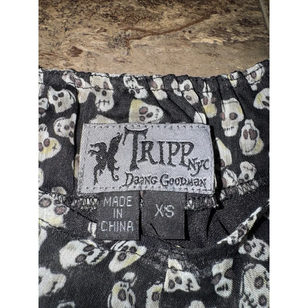 Y2K RARE TRIPP NYC Skull Print Mini Dress Goth‎ Emo Punk Rockabilly Festival XS